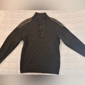 Barbour Olive Green Button-Neck Turtleneck Sweater